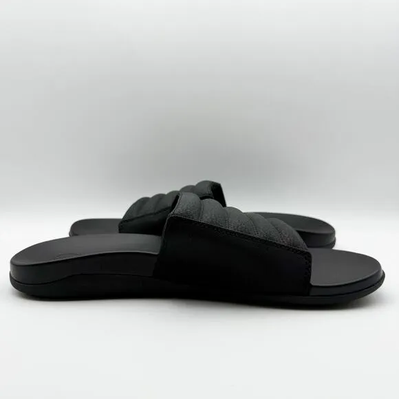 OluKai Men's Maha 'Olu Slides Size US 10 EU 43 Black Water Resistant NIB