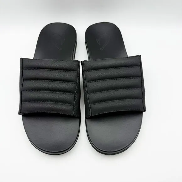OluKai Men's Maha 'Olu Slides Size US 10 EU 43 Black Water Resistant NIB