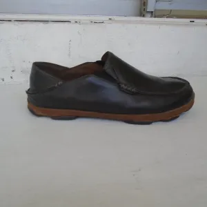 OluKai Moloa Leather Silp-On Loafers Men's Size 9.5 Black