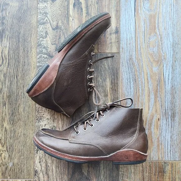Olukai Ni'O Ankle Boots Lace-Up Waterproof Cushion Footbed Brown Leather Men's