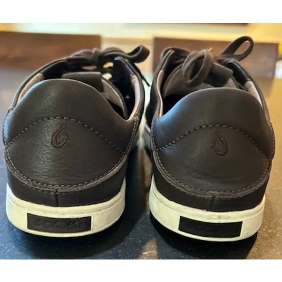 OLUKAI Pehuea Li 'ILI Brown Leather Sneakers Drop In Heel EU 39, Women's 9