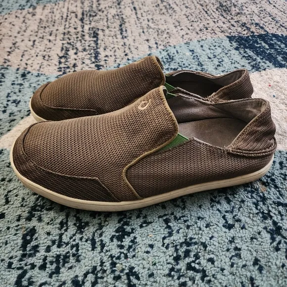 Olukai Shoes Men’s Size 10 Nohea Mesh Brown Slipon Casual Loafers Collapse Heels
