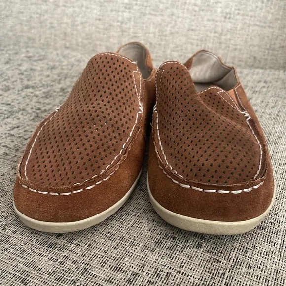Olukai Women’s Nohea Perf Brown Suede Leather Loafers Size 9