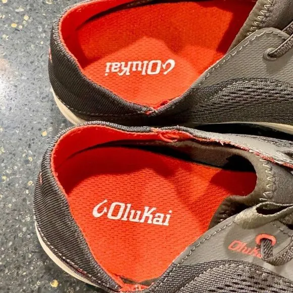 Olukai Moku Pae Mesh Sneakers. Gray/orange. Size 9.5M