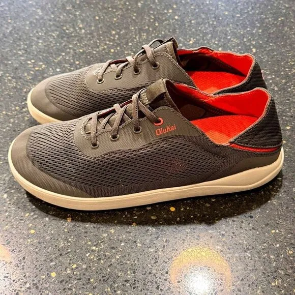 Olukai Moku Pae Mesh Sneakers. Gray/orange. Size 9.5M