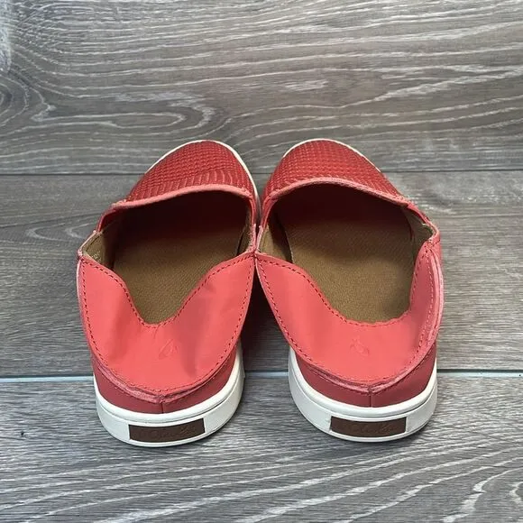 Olukai Pehuea Slip On Coral Women’s Sz 6.5 Mesh Collapsible Heel Sneakers