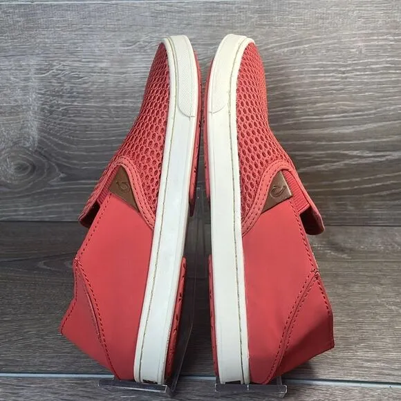 Olukai Pehuea Slip On Coral Women’s Sz 6.5 Mesh Collapsible Heel Sneakers