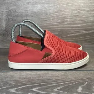 Olukai Pehuea Slip On Coral Women’s Sz 6.5 Mesh Collapsible Heel Sneakers