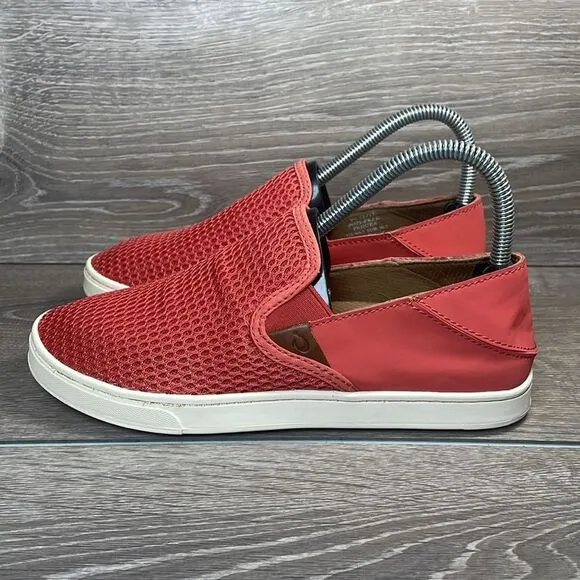 Olukai Pehuea Slip On Coral Women’s Sz 6.5 Mesh Collapsible Heel Sneakers