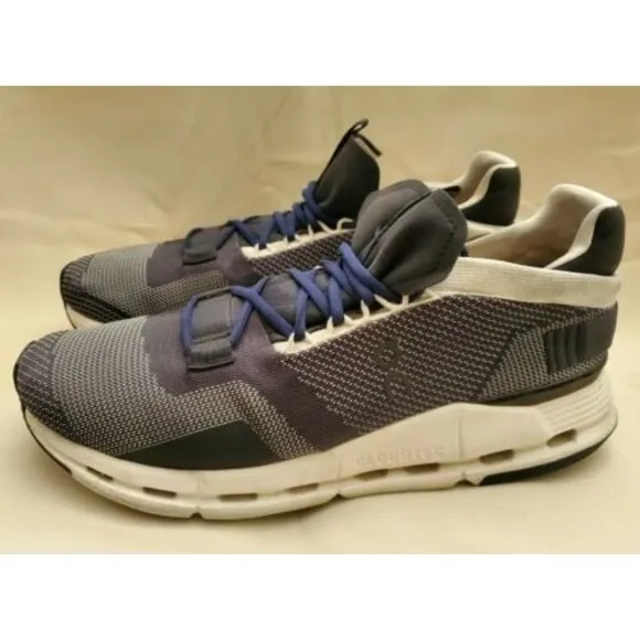 On Cloudnova Mesh Running Sneakers Mens Sz 10 Navy Grey White 26.99265