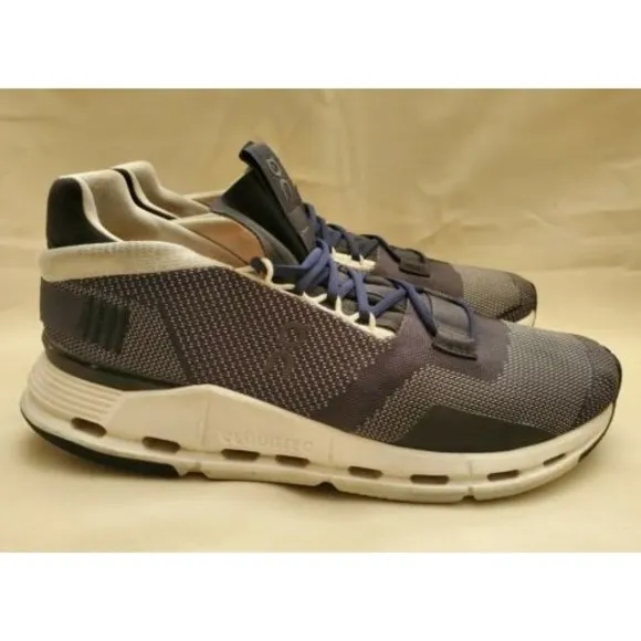 On Cloudnova Mesh Running Sneakers Mens Sz 10 Navy Grey White 26.99265