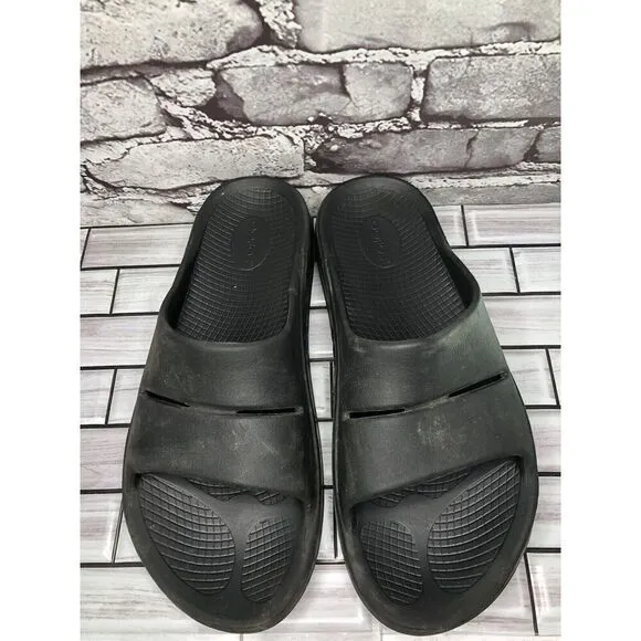Oofos Ooahh Black Recovery Rubber Sport Slides Sandals Men’s Size 11M US/44EU