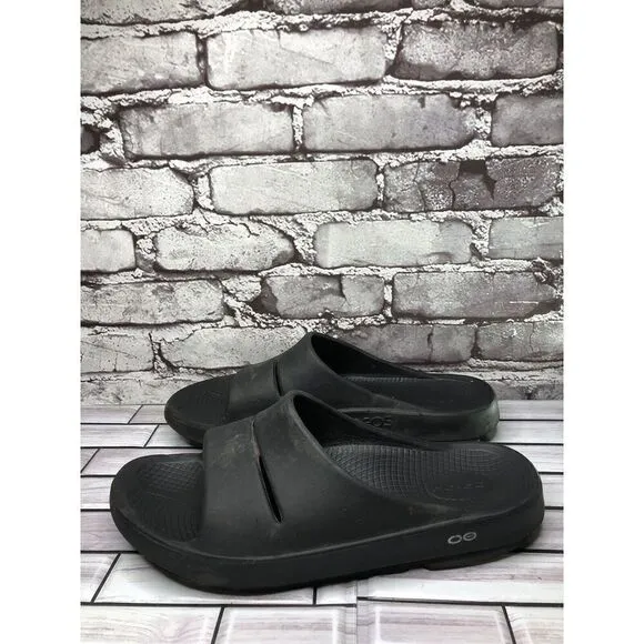 Oofos Ooahh Black Recovery Rubber Sport Slides Sandals Men’s Size 11M US/44EU