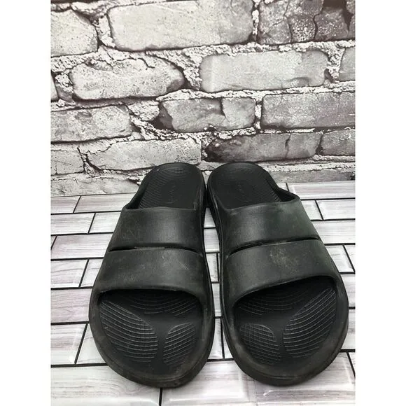 Oofos Ooahh Black Recovery Rubber Sport Slides Sandals Men’s Size 11M US/44EU