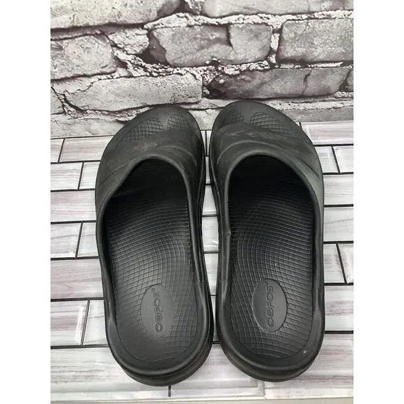 Oofos Ooahh Black Recovery Rubber Sport Slides Sandals Men’s Size 11M US/44EU