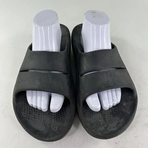 Oofos Ooahh Black Slide Sandal Slides US 11 Recovery Soft Foam Arch Support