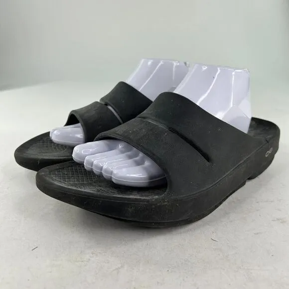 Oofos Ooahh Black Slide Sandal Slides US 11 Recovery Soft Foam Arch Support