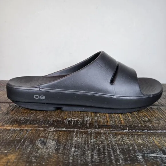 Oofos OOahh Mens Size 10 Recovery Slip-On Slides Sandals Black Womens 12