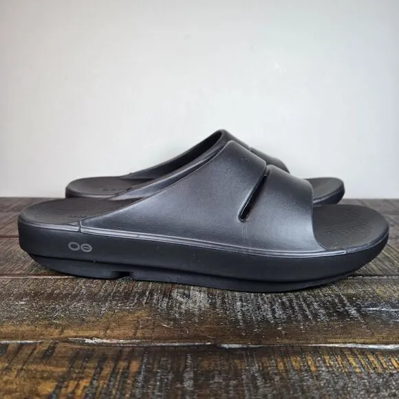 Oofos OOahh Mens Size 10 Recovery Slip-On Slides Sandals Black Womens 12