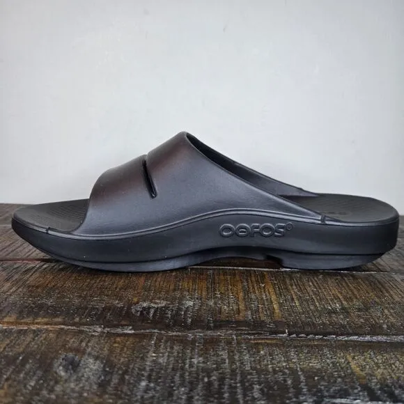 Oofos OOahh Mens Size 10 Recovery Slip-On Slides Sandals Black Womens 12