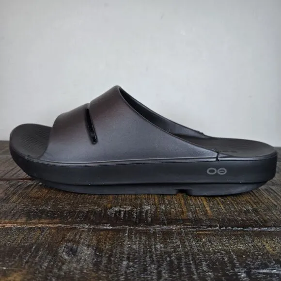 Oofos OOahh Mens Size 10 Recovery Slip-On Slides Sandals Black Womens 12