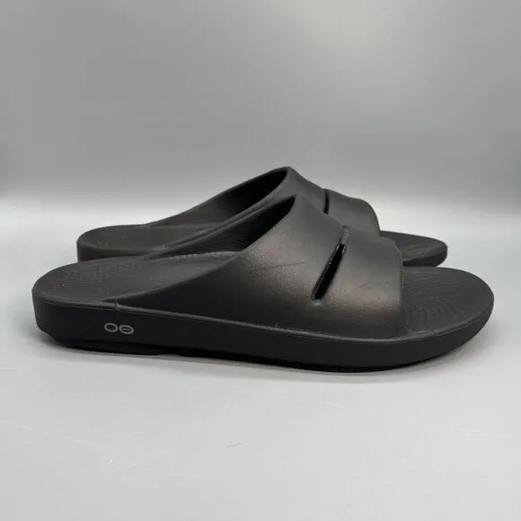 OOfos OOahh Slides Mens Size 11 Black Sandals Foam Comfort Shoes Slip On Water