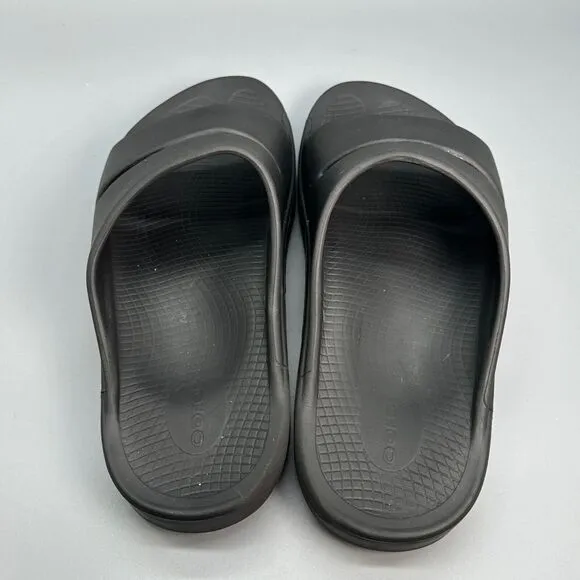 OOfos OOahh Slides Mens Size 11 Black Sandals Foam Comfort Shoes Slip On Water