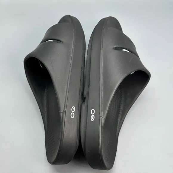 OOfos OOahh Slides Mens Size 11 Black Sandals Foam Comfort Shoes Slip On Water