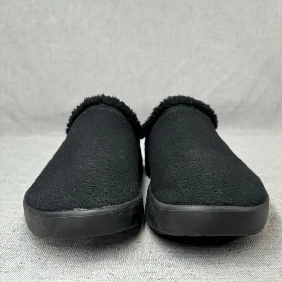 Oofos Oocoozie Mule Slippers Black Fleece Foam Slip On Shoe Men's 9