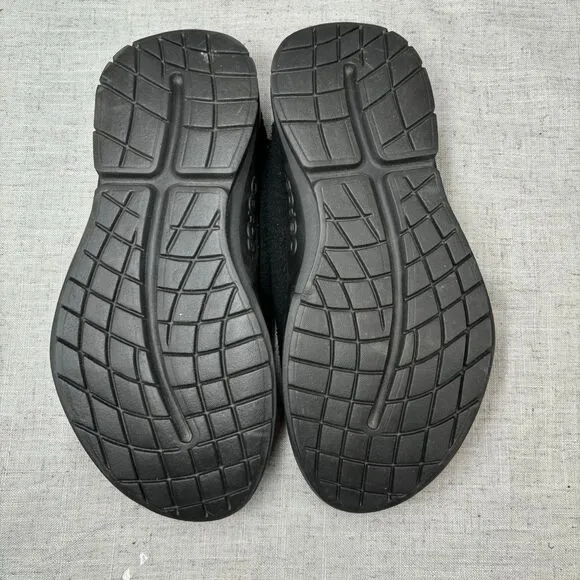 Oofos Oocoozie Mule Slippers Black Fleece Foam Slip On Shoe Men's 9