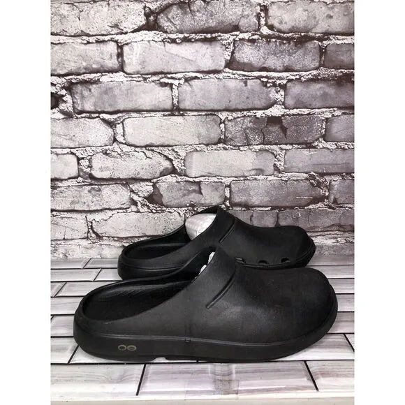 OOFOS Unisex OOcloog Black Recovery Slides Slip On Rubber Clogs Sz 45EU/Men’s 12