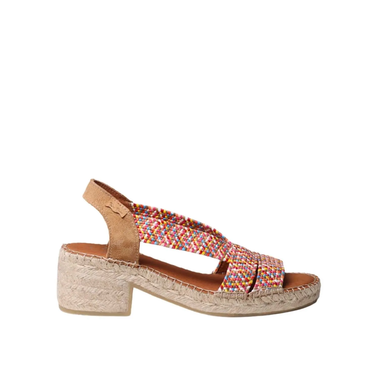 Open Toe Leather Espadrille with Wide Heel for Women - Dalyn