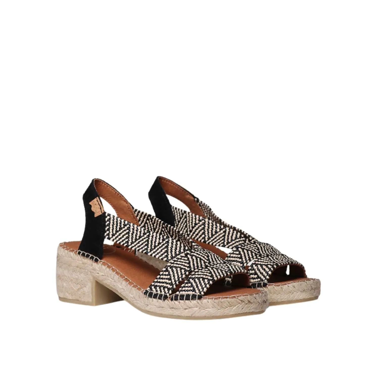 Open Toe Leather Espadrille with Wide Heel for Women - Dalyn