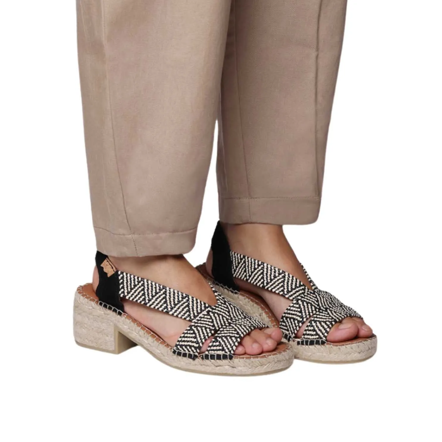 Open Toe Leather Espadrille with Wide Heel for Women - Dalyn