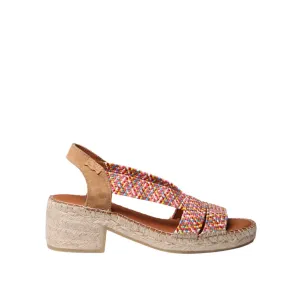 Open Toe Leather Espadrille with Wide Heel for Women - Dalyn