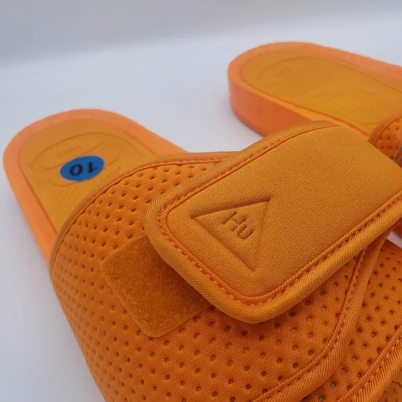 Orange Adidas HU Slides with Adjustable Straps - Size 10