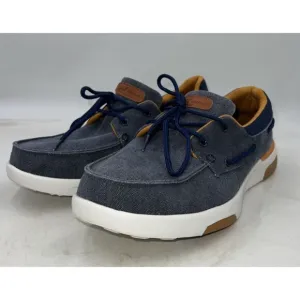 OrthoComfoot Shoes Mens 6.5 Lace up Casual Canvas Loafers Arch Support Blue