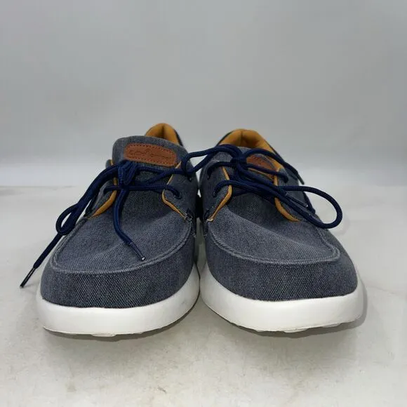 OrthoComfoot Shoes Mens 6.5 Lace up Casual Canvas Loafers Arch Support Blue
