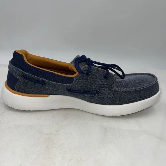 OrthoComfoot Shoes Mens 6.5 Lace up Casual Canvas Loafers Arch Support Blue