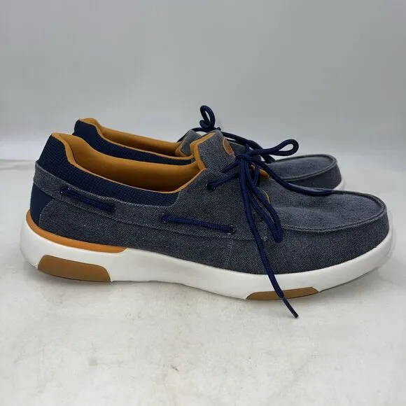 OrthoComfoot Shoes Mens 6.5 Lace up Casual Canvas Loafers Arch Support Blue