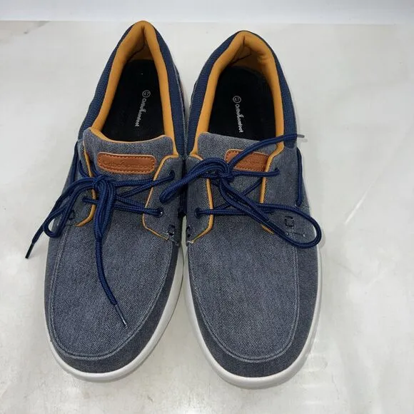 OrthoComfoot Shoes Mens 6.5 Lace up Casual Canvas Loafers Arch Support Blue