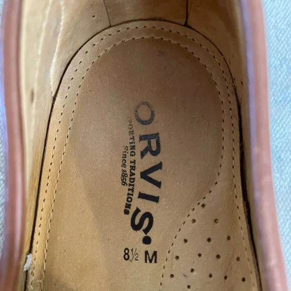 Orvis Men's Leather Casual Gumlite Vibram Soles Slip-On Penny Loafers Sz 8 1/2