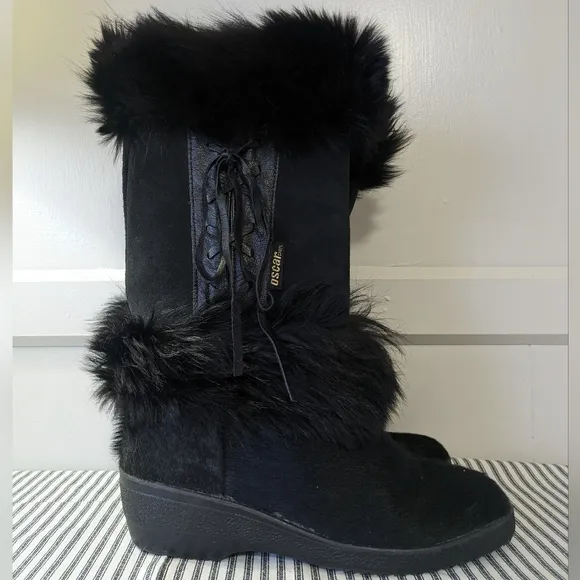 Oscar Sport Black Fur Winter‎ Boots Made in Italy Size 40
