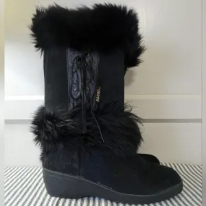 Oscar Sport Black Fur Winter‎ Boots Made in Italy Size 40