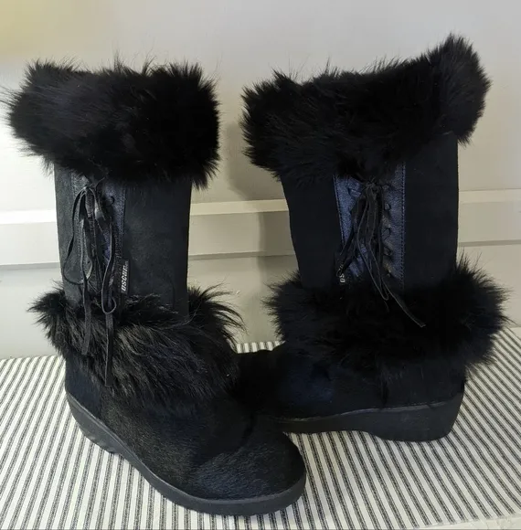 Oscar Sport Black Fur Winter‎ Boots Made in Italy Size 40