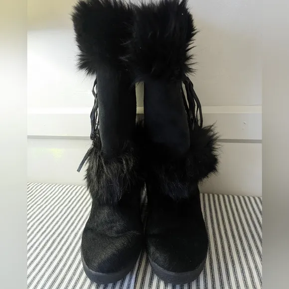 Oscar Sport Black Fur Winter‎ Boots Made in Italy Size 40