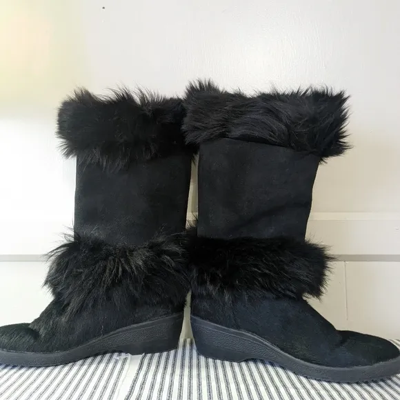 Oscar Sport Black Fur Winter‎ Boots Made in Italy Size 40