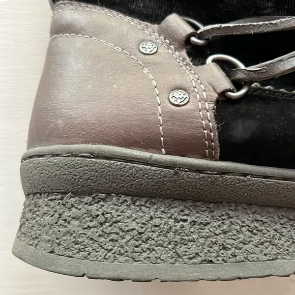 OTBT Leather black/taupe, faux fur lined cold weather boot