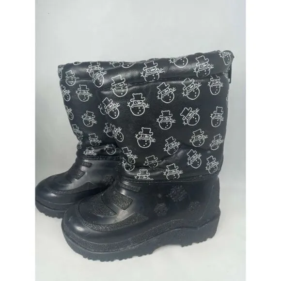 Outbrook Snow Boots Kids‎ Sz 6 Snowmen Black Inside Fur Great Preowned Condition