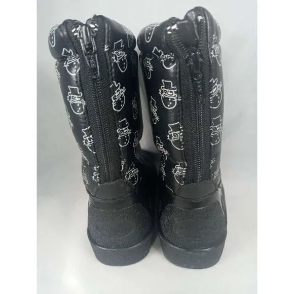 Outbrook Snow Boots Kids Sz 6 Snowmen‎ Black Inside Fur Great Preowned Condition